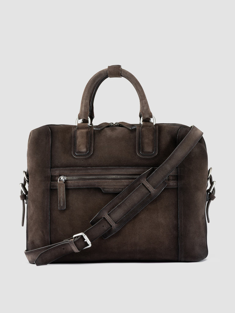 JULES 011 - Brown Suede Briefcase