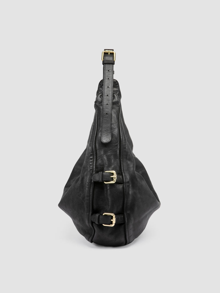 JULIE 015 - Black Leather Shoulder Bag