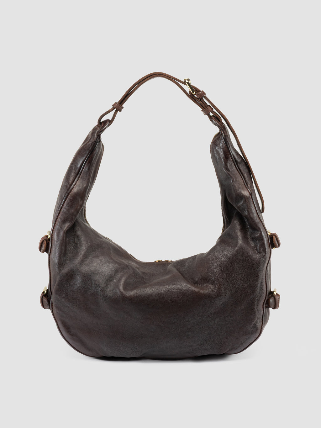 JULIE 015 - Brown Leather Shoulder Bag - image 4,side view