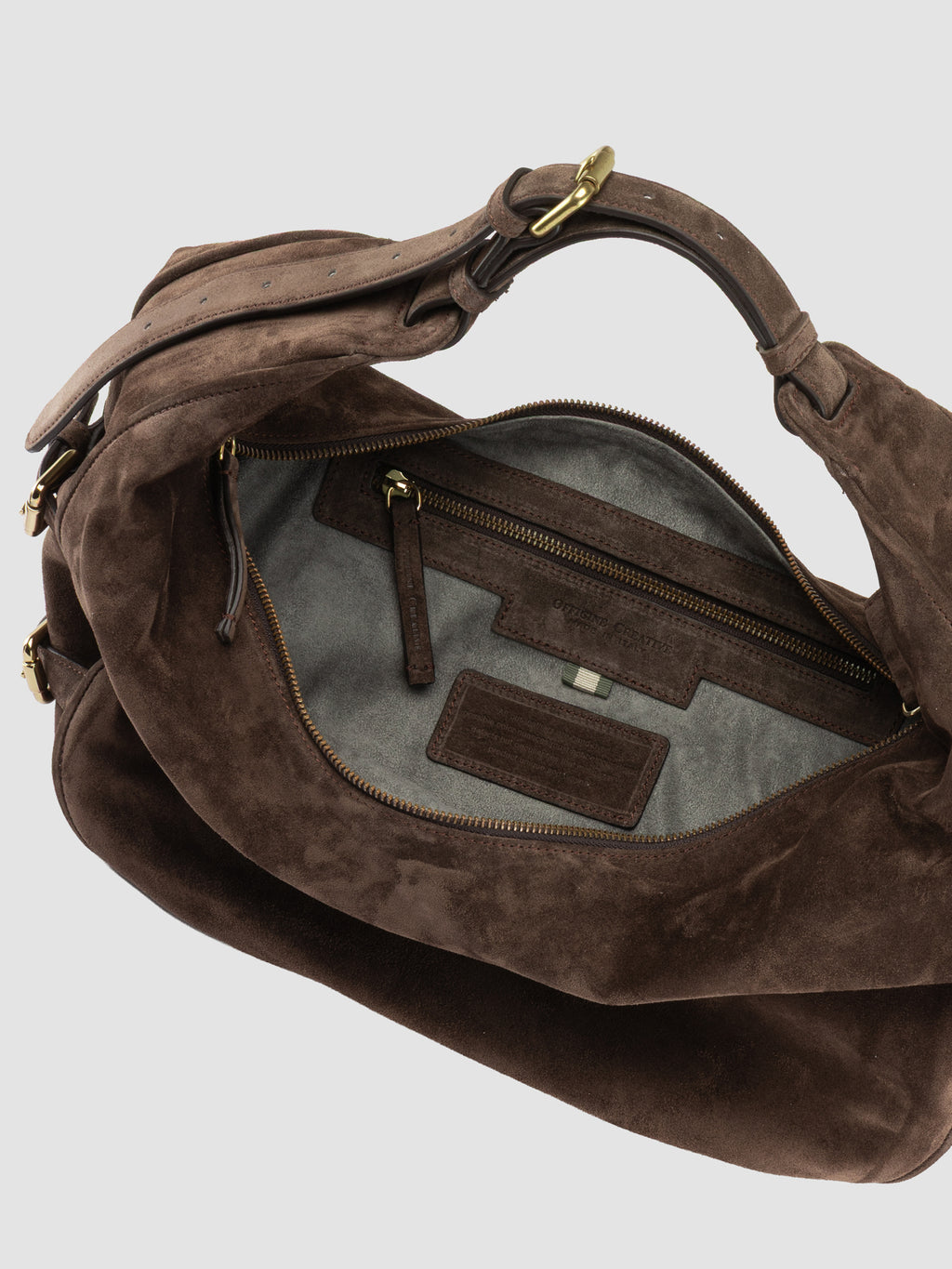 JULIE 015 - Brown Suede Shoulder Bag - image 6,side view