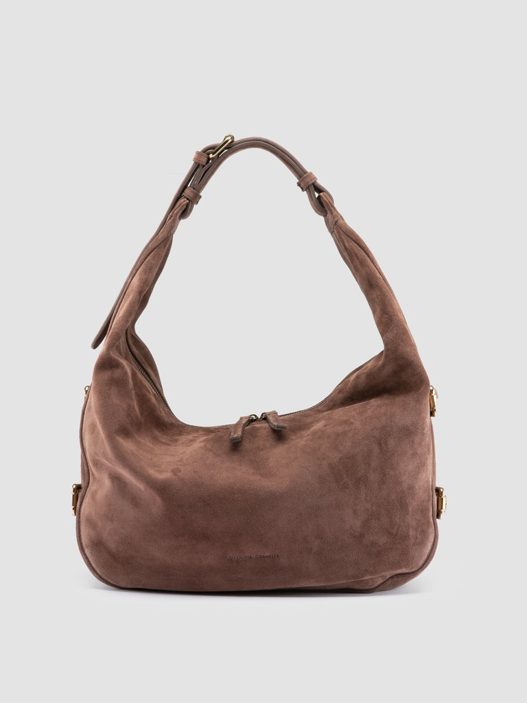 JULIE 015 - Brown Suede Shoulder Bag
