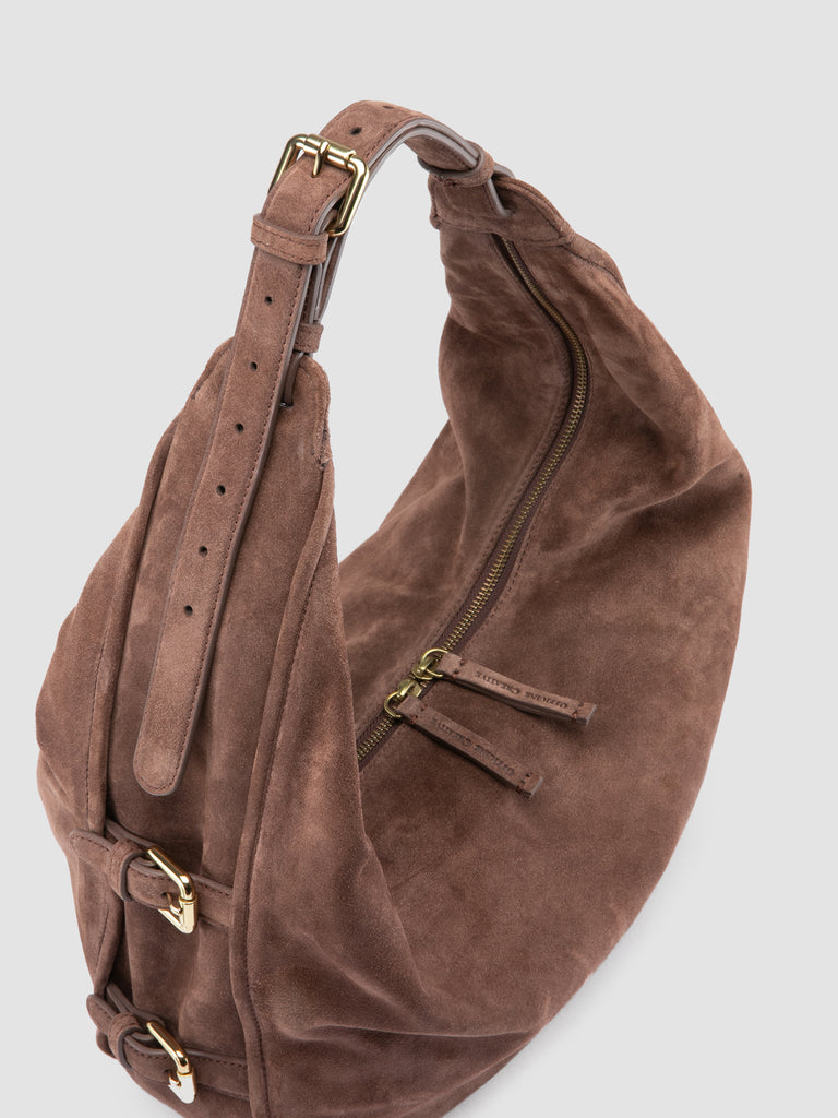 JULIE 015 - Brown Suede Shoulder Bag-hover