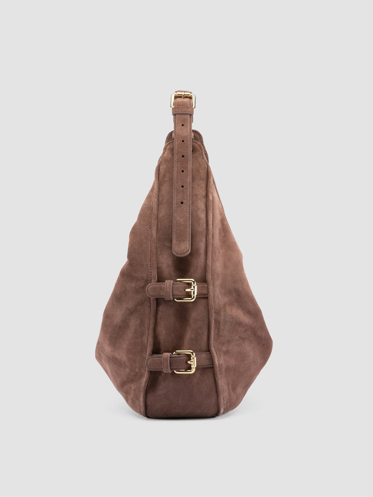 JULIE 015 - Brown Suede Shoulder Bag