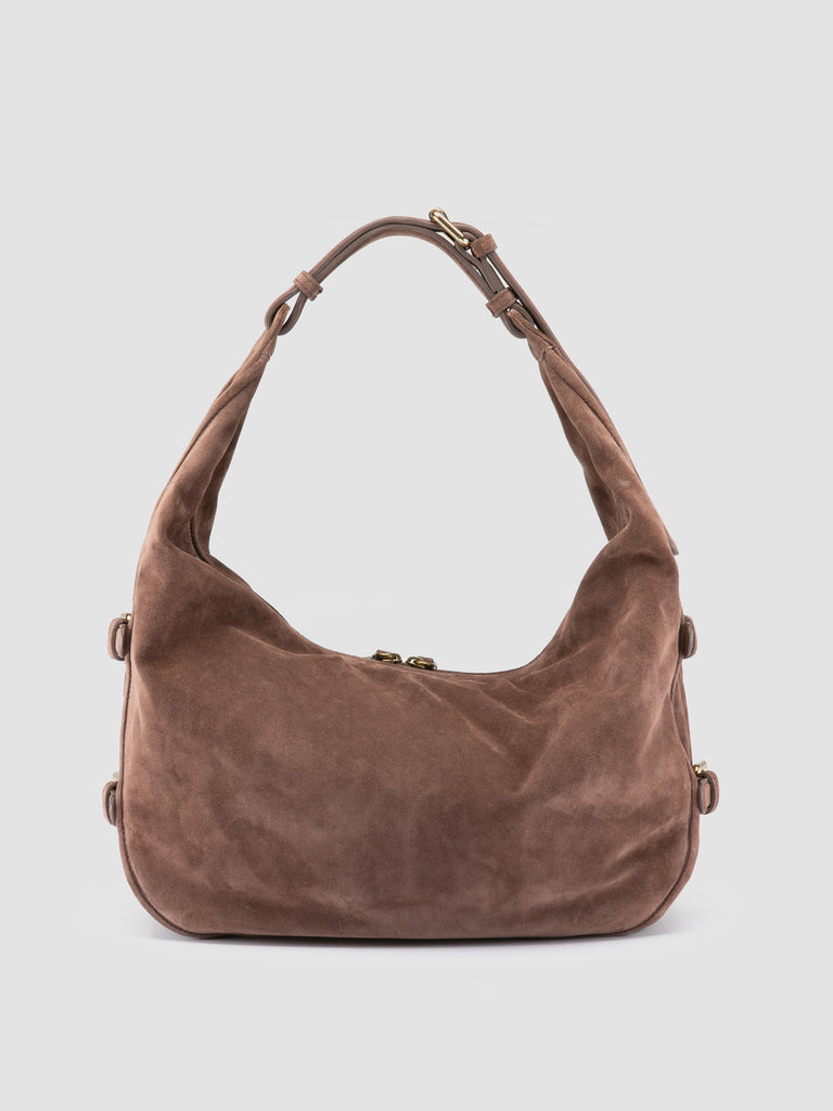 JULIE 015 - Brown Suede Shoulder Bag