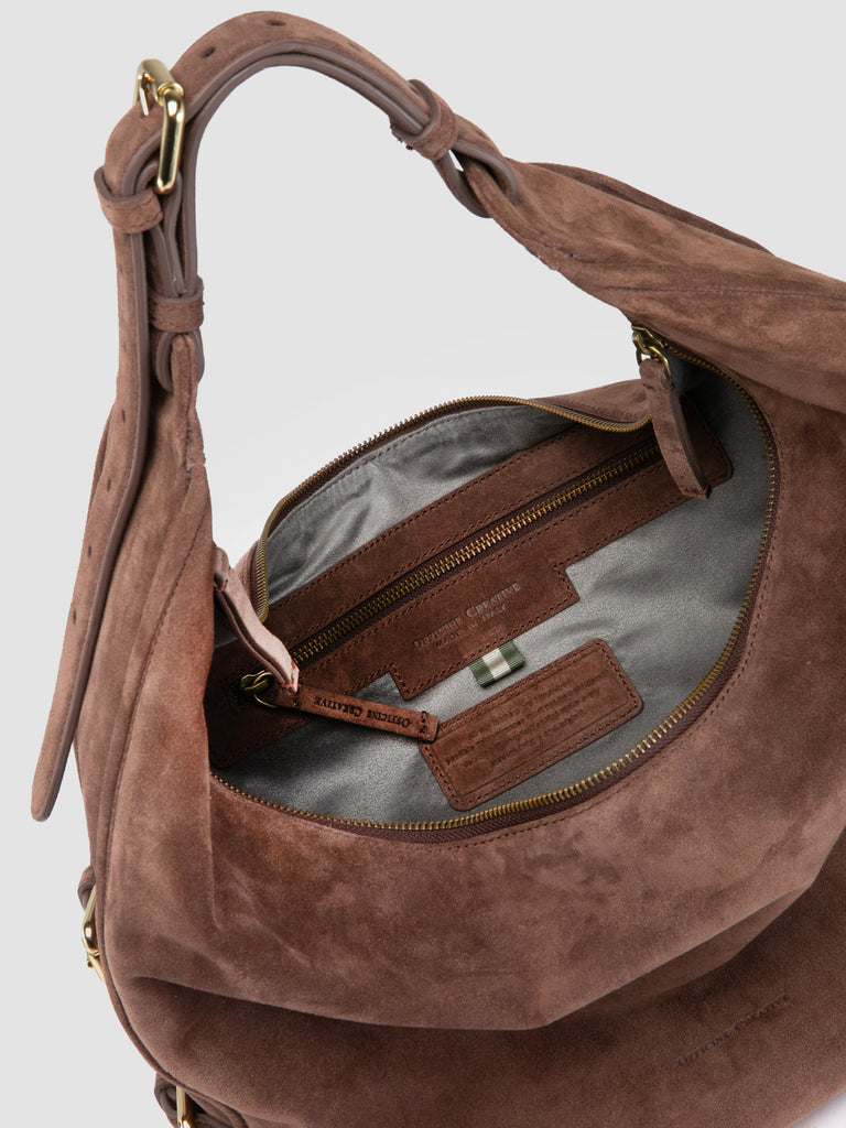 JULIE 015 - Brown Suede Shoulder Bag