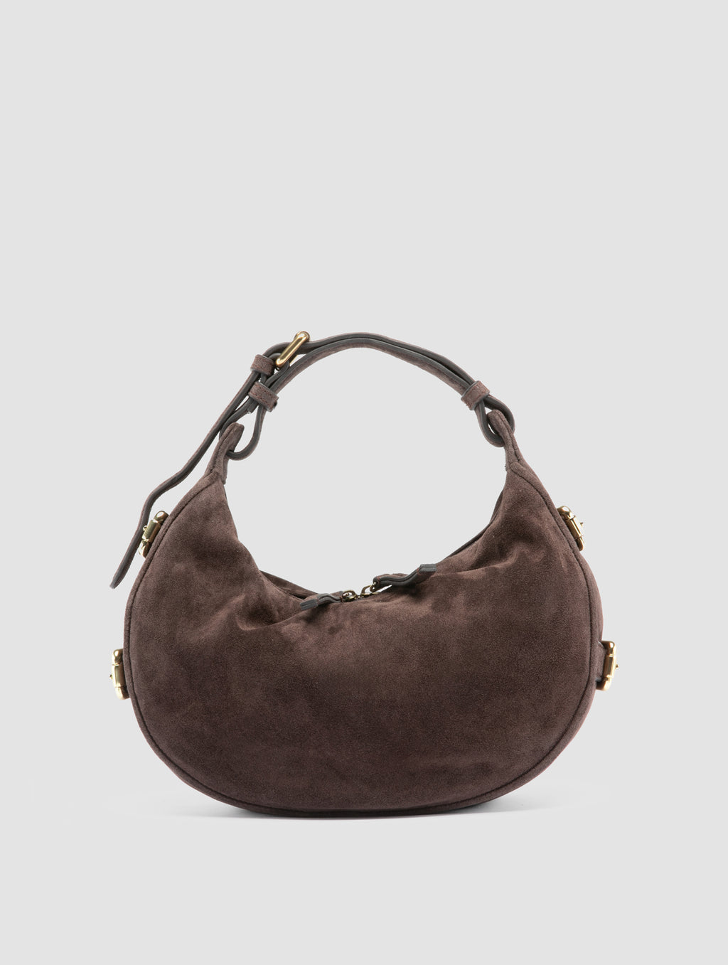 JULIE 016 - Brown Suede Shoulder Bag - image 1,side view