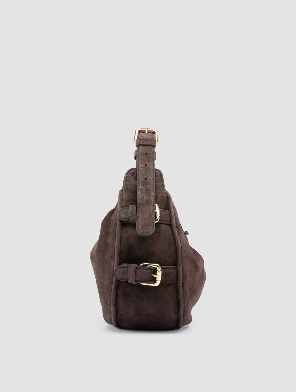 JULIE 016 - Brown Suede Shoulder Bag - image 3,side view