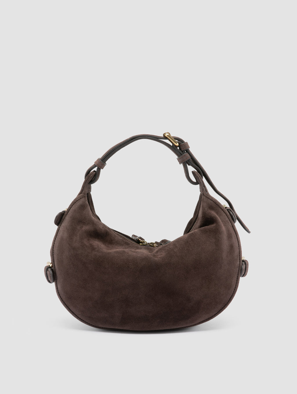 JULIE 016 - Brown Suede Shoulder Bag - image 4,side view