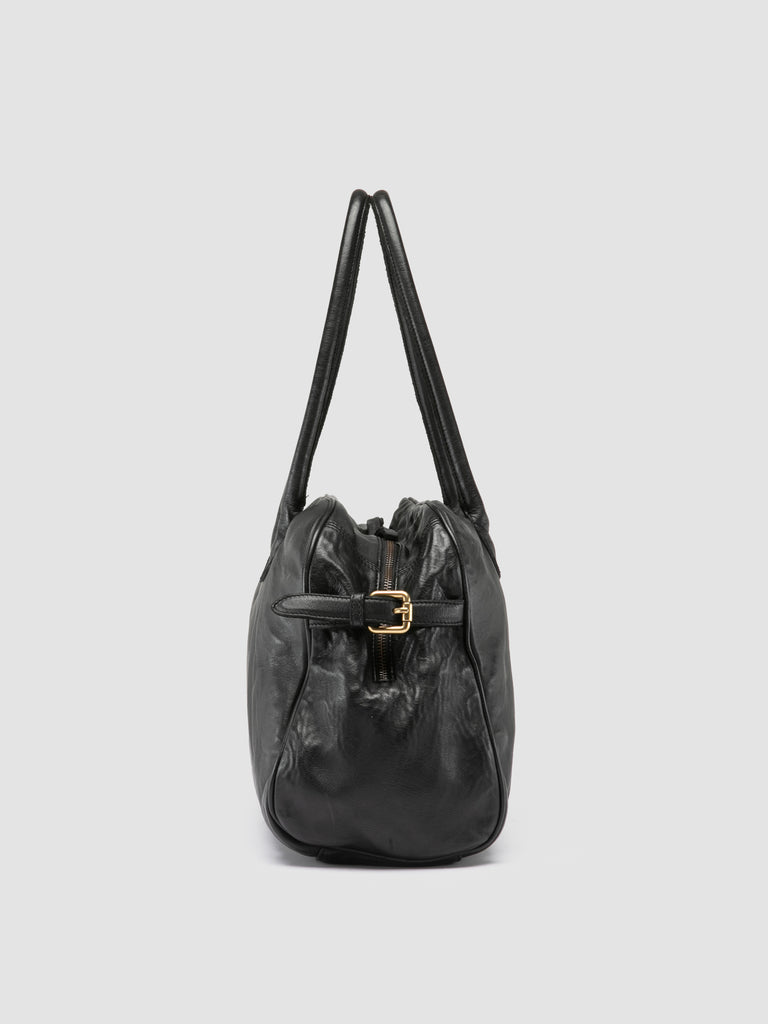 JULIE 019 - Black Leather Handle Bag