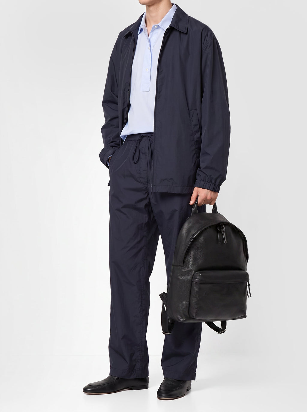 OC PACK 001 - Black Leather Backpack - image 2,side view