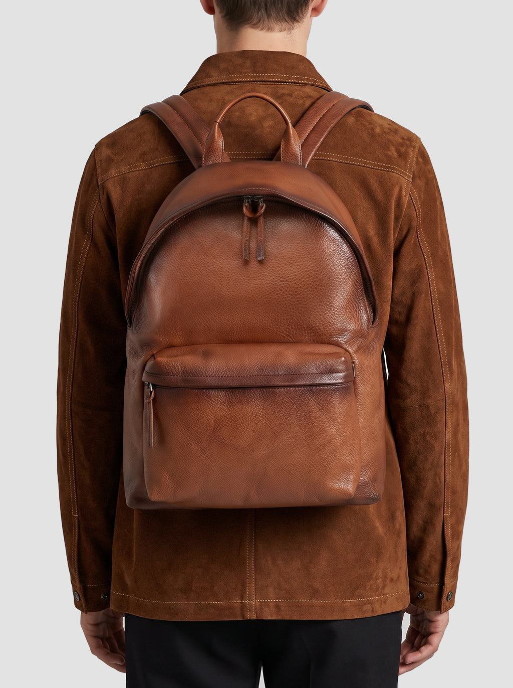 OC PACK 001 - Zaino in Pelle Marrone - image 2,side view