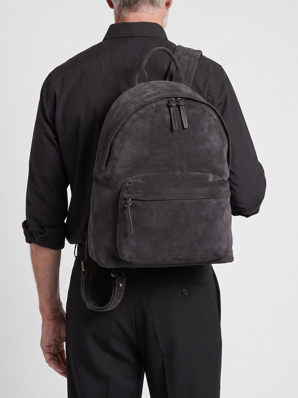 OC PACK 001 - Black Suede Backpack - image 2,side view