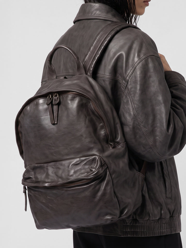 OC PACK 004 - Brown Leather Backpack-hover