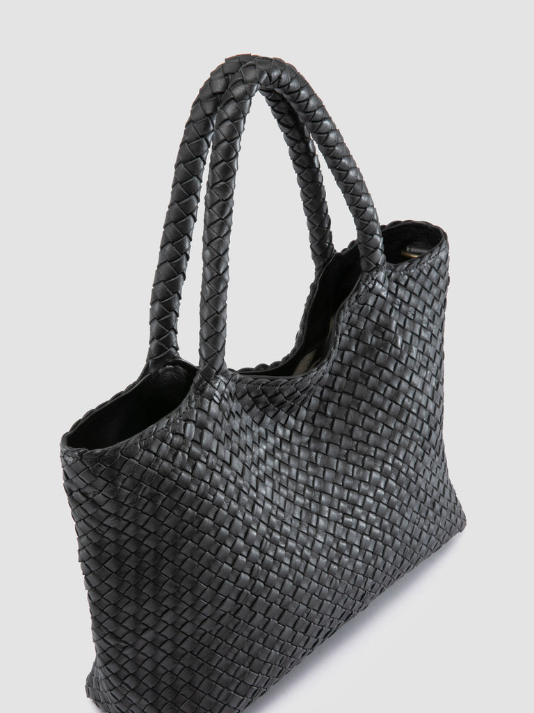 RAQUEL 001 - Black Leather Shoulder Bag-hover