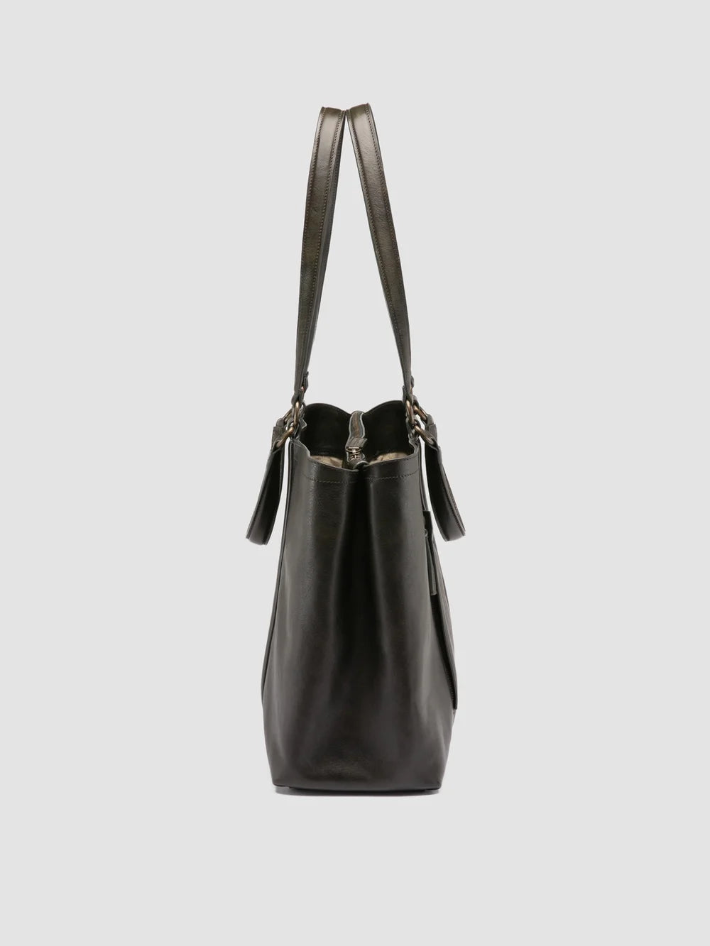 RARE 050 - Green Leather Briefcase - image 5,side view