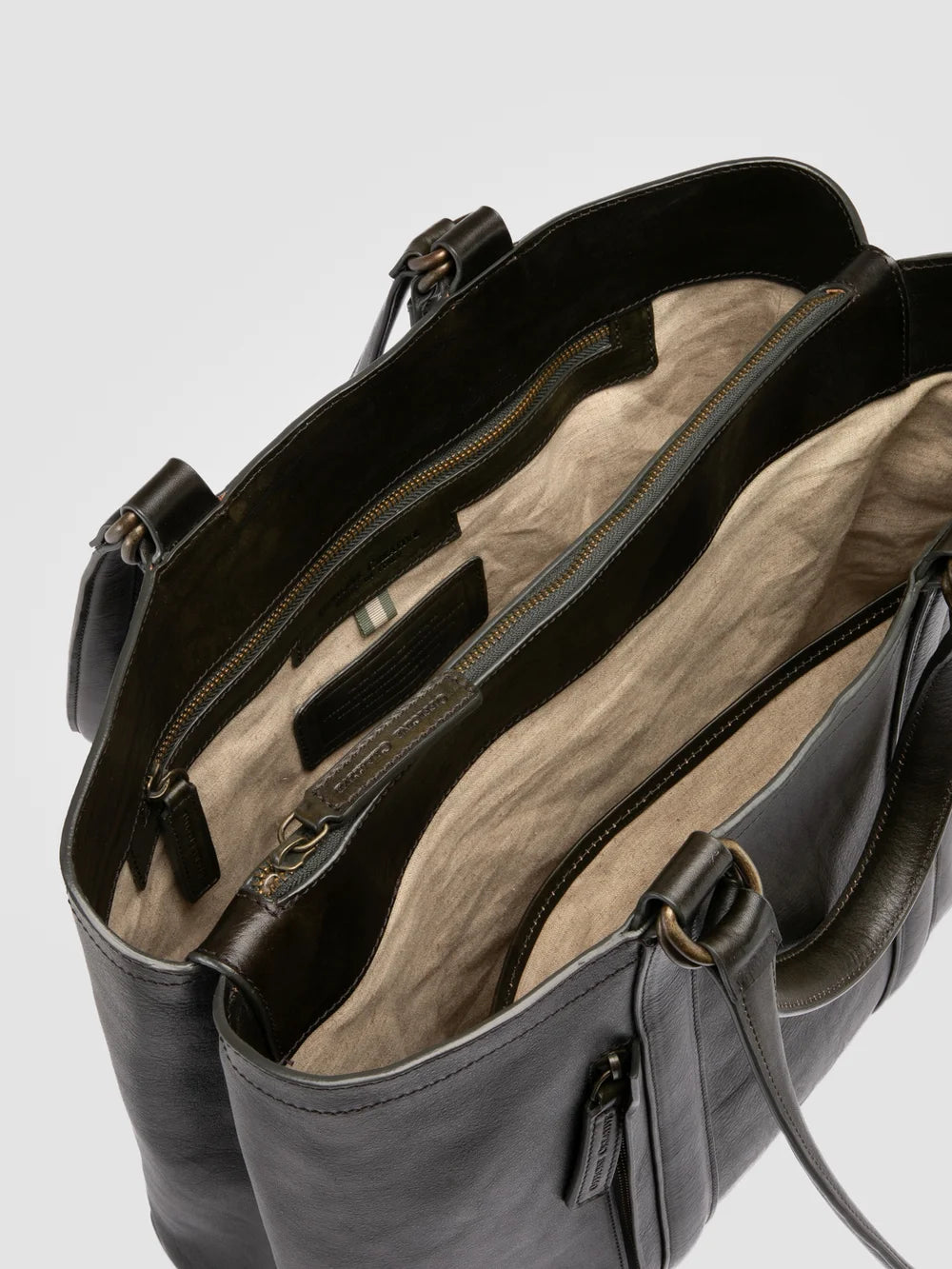 RARE 050 - Green Leather Briefcase - image 6,side view