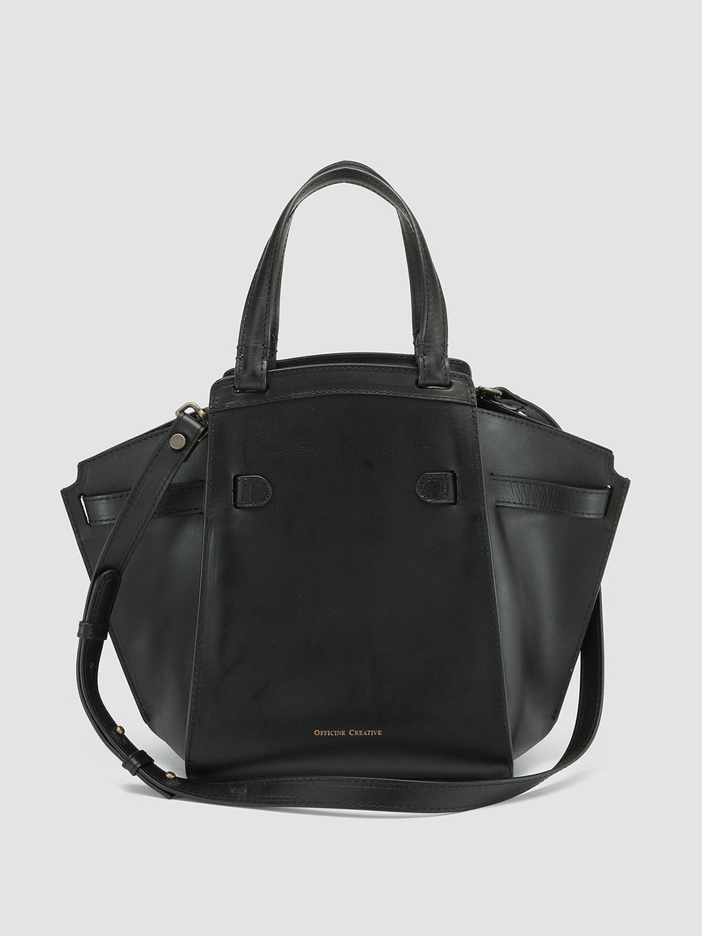 SADDLE 07 - Black Leather Handle Bag - image 2,side view