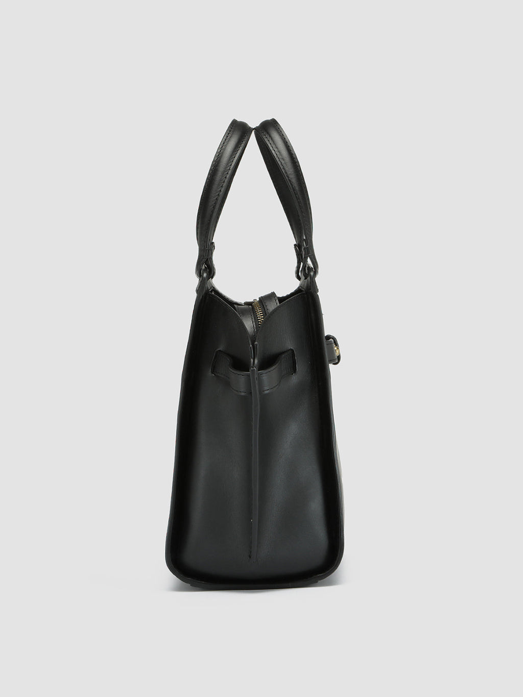 SADDLE 07 - Black Leather Handle Bag - image 3,side view