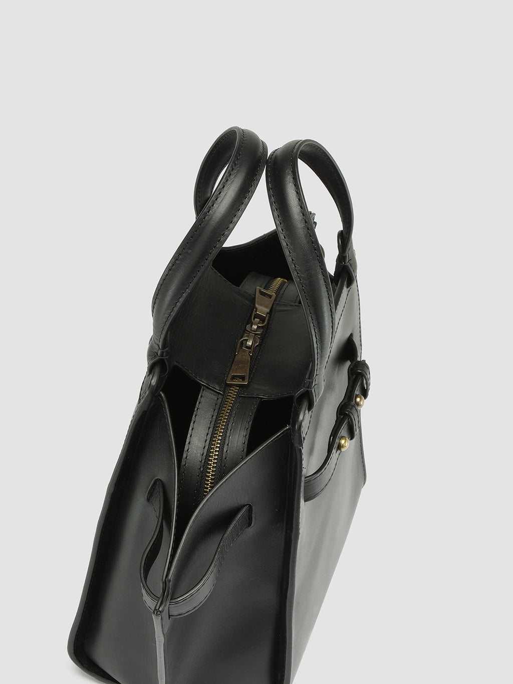 SADDLE 07 - Black Leather Handle Bag - image 4,side view