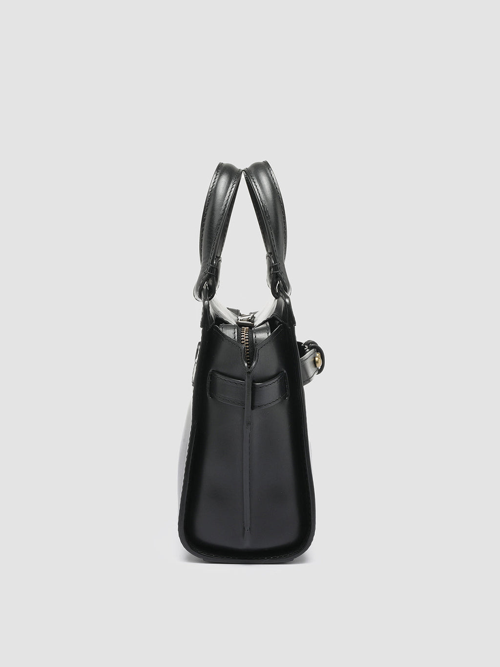 SADDLE 009 - Black Leather Hand Bag - image 3,side view