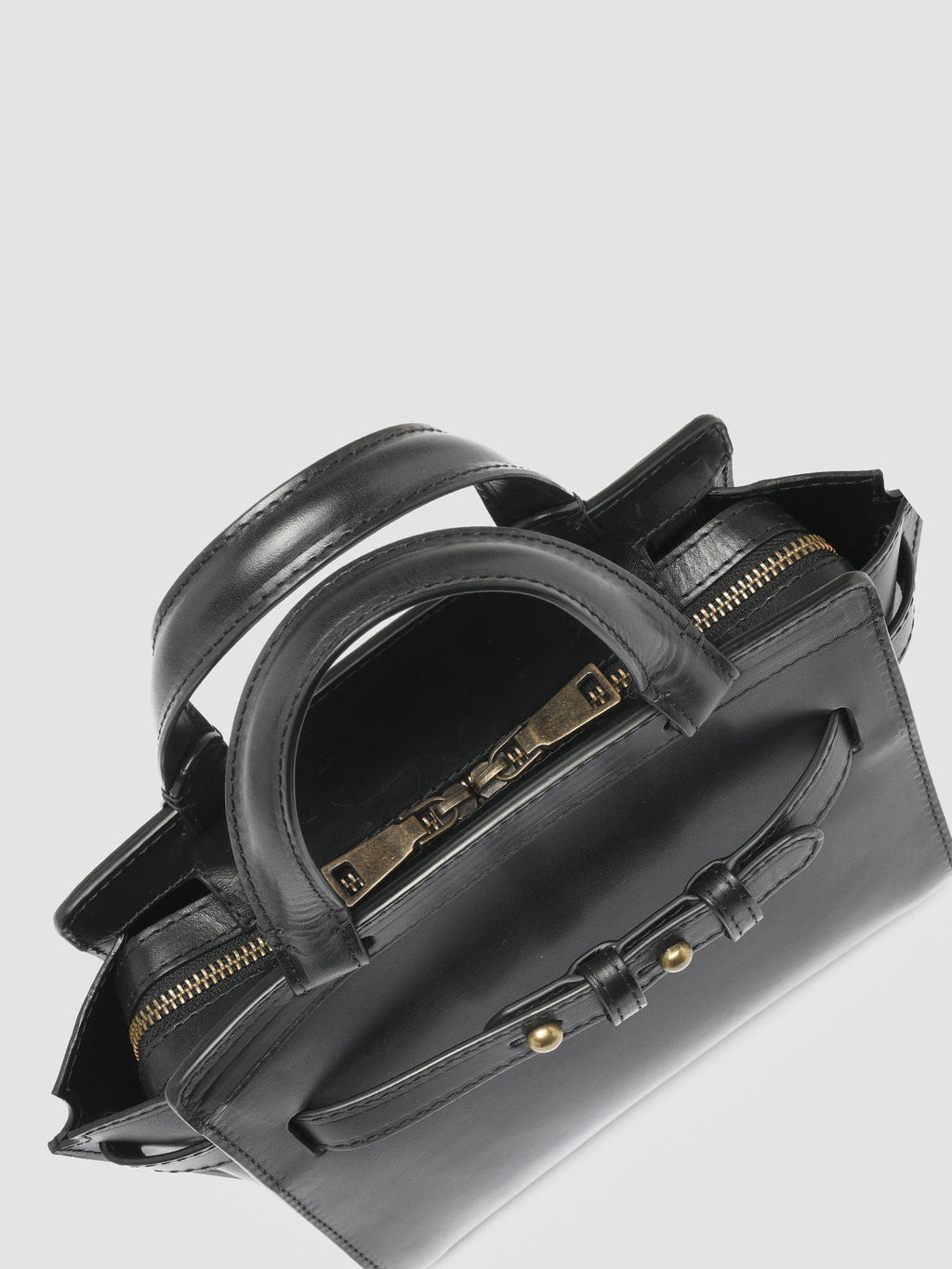 SADDLE 009 - Black Leather Hand Bag - image 5,side view