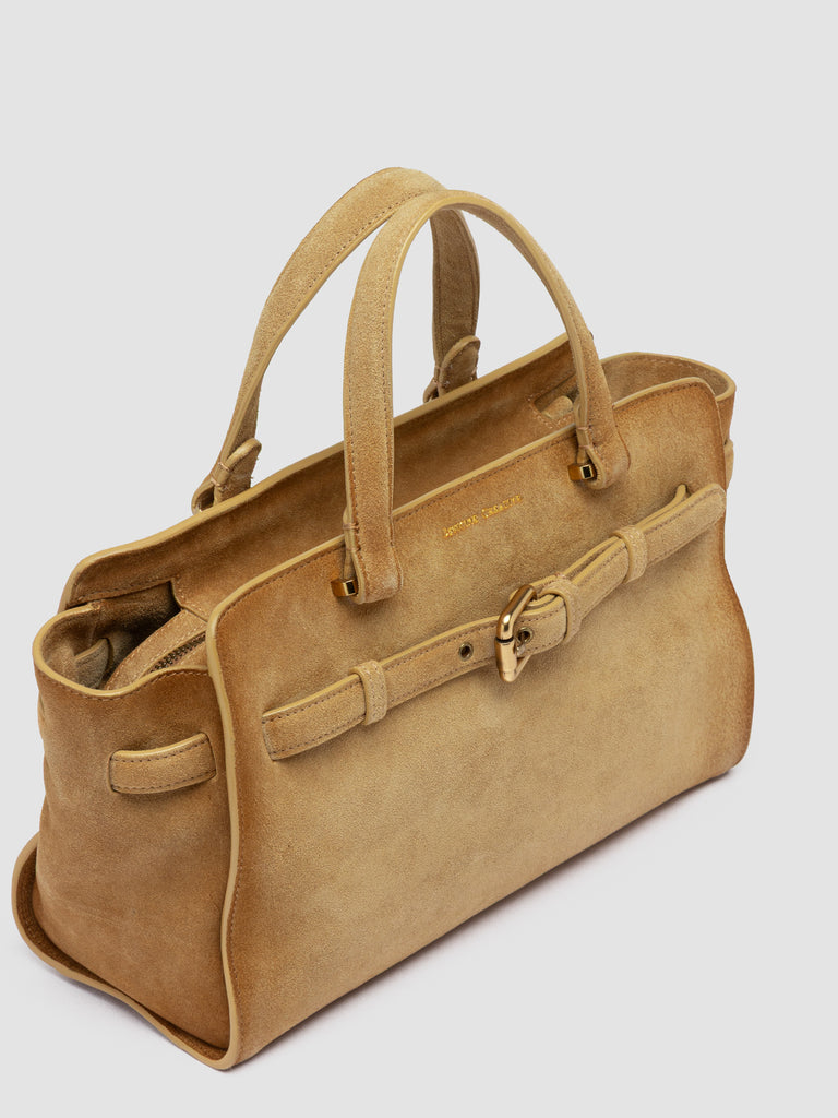 SADDLE 026 - Borsa a Mano in Pelle Scamosciata Beige