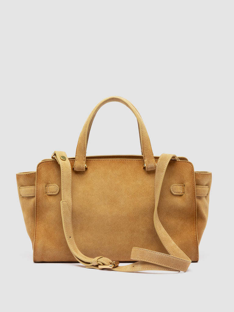SADDLE 026 - Borsa a Mano in Pelle Scamosciata Beige