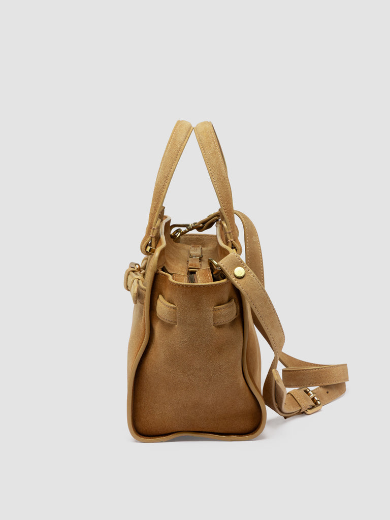 SADDLE 026 - Borsa a Mano in Pelle Scamosciata Beige