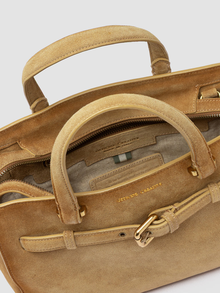 SADDLE 026 - Borsa a Mano in Pelle Scamosciata Beige