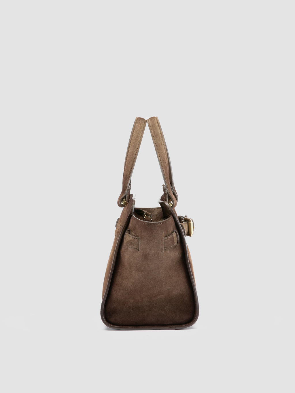 SADDLE 026 - Brown Suede Handle Bag - image 3,side view