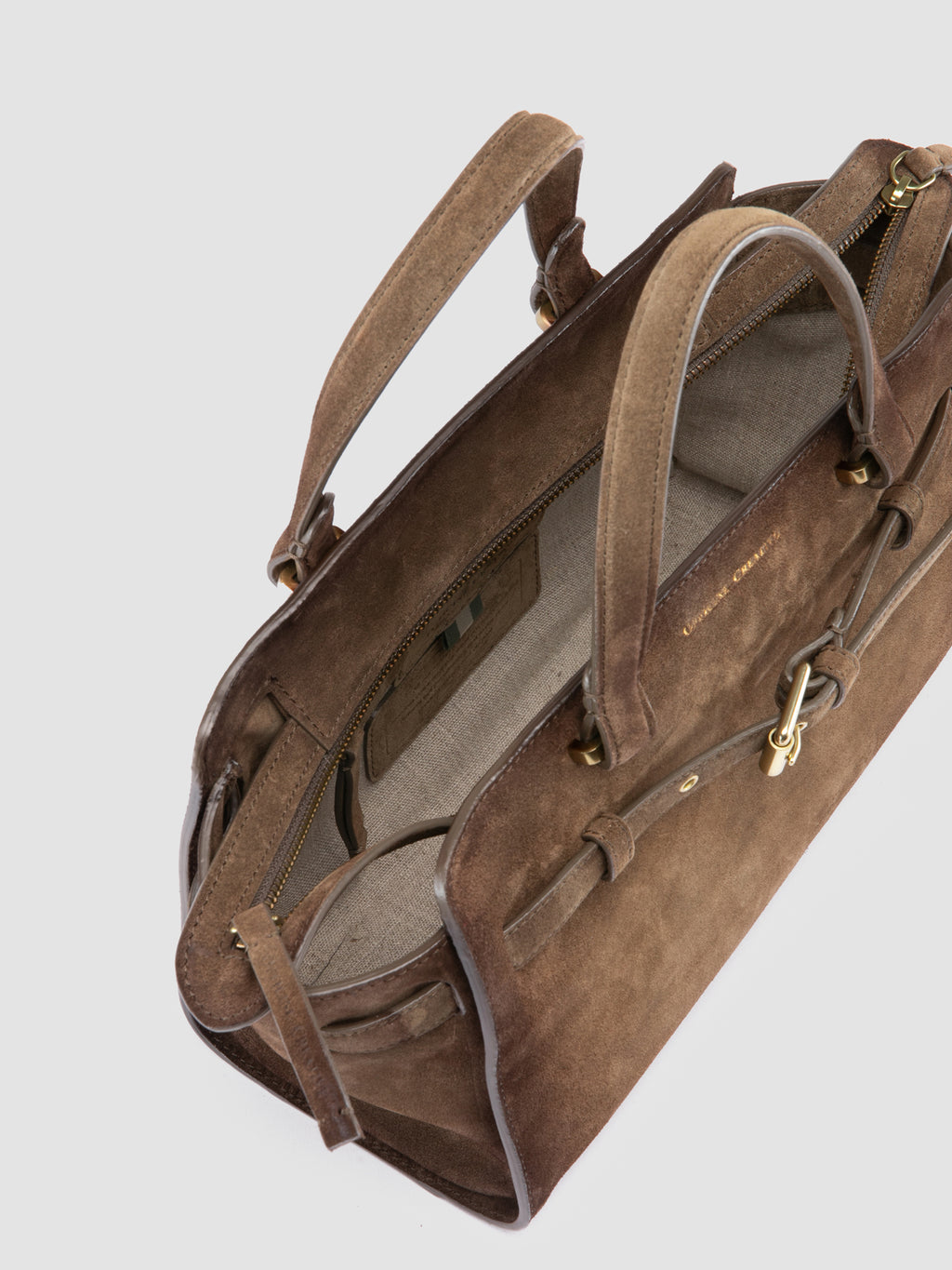 SADDLE 026 - Brown Suede Handle Bag - image 6,side view