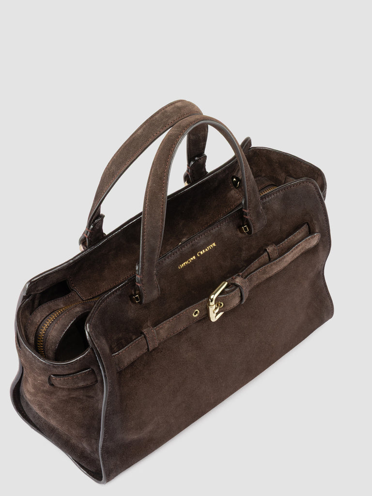 SADDLE 026 - Brown Suede Handle Bag-hover