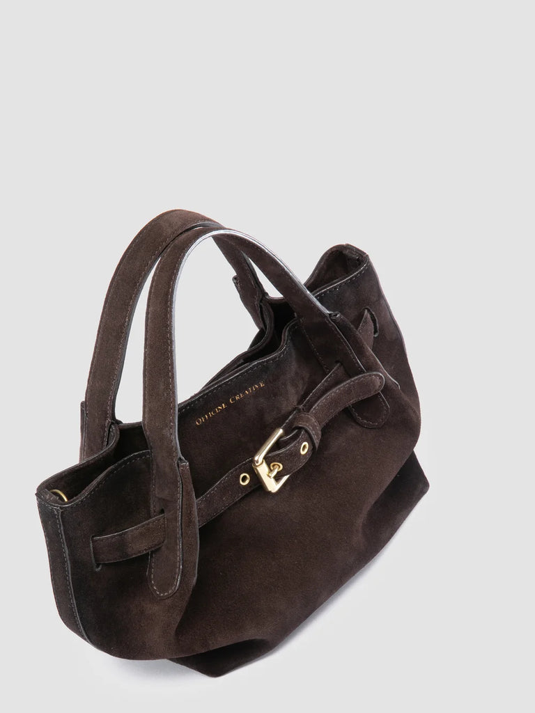 SADDLE 028 - Brown Suede Handle Bag-hover