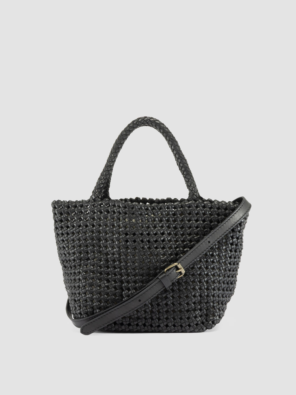 VICKY 001 - Black Leather Handle Bag - image 1,side view