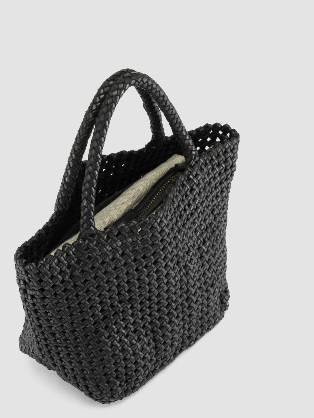 VICKY 001 - Black Leather Handle Bag - image 2,side view