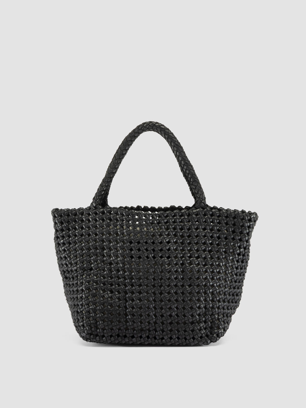VICKY 001 - Black Leather Handle Bag - image 3,side view