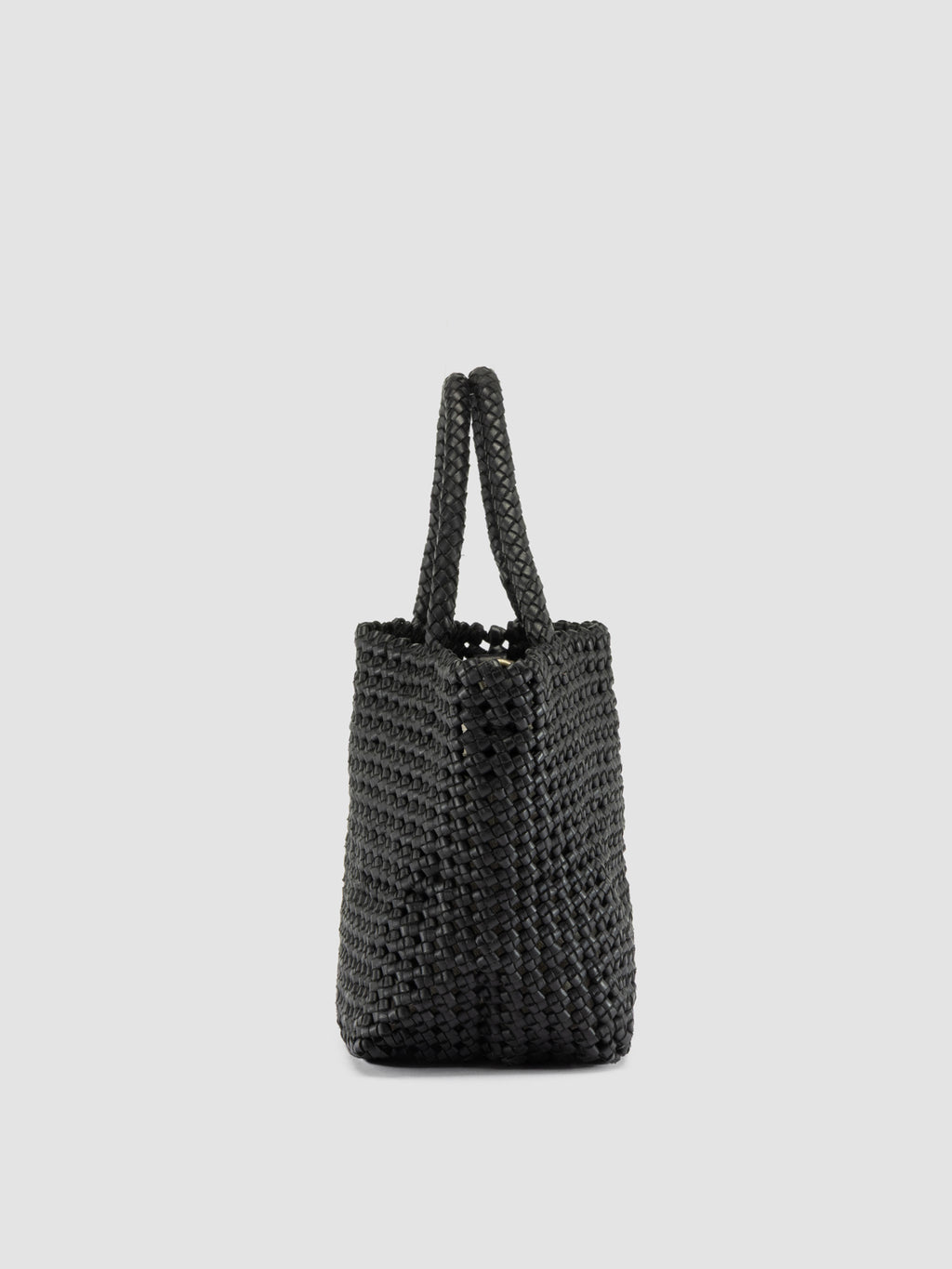 VICKY 001 - Black Leather Handle Bag - image 4,side view