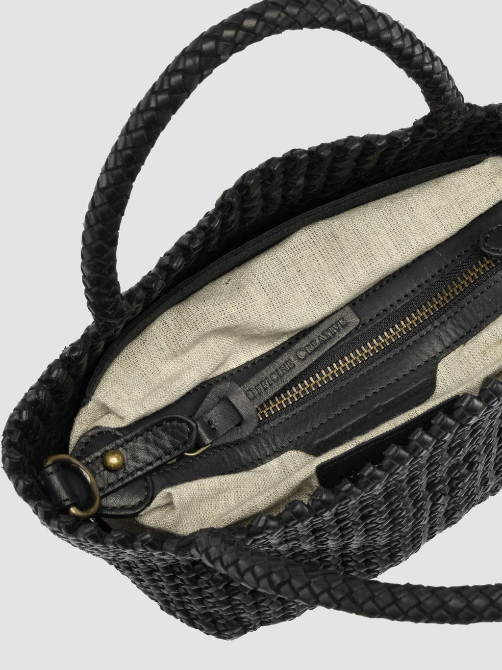 VICKY 001 - Black Leather Handle Bag - image 7,side view