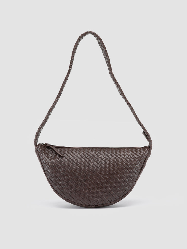 OC CLASS 068 - Brown Woven Leather Crossbody Bag