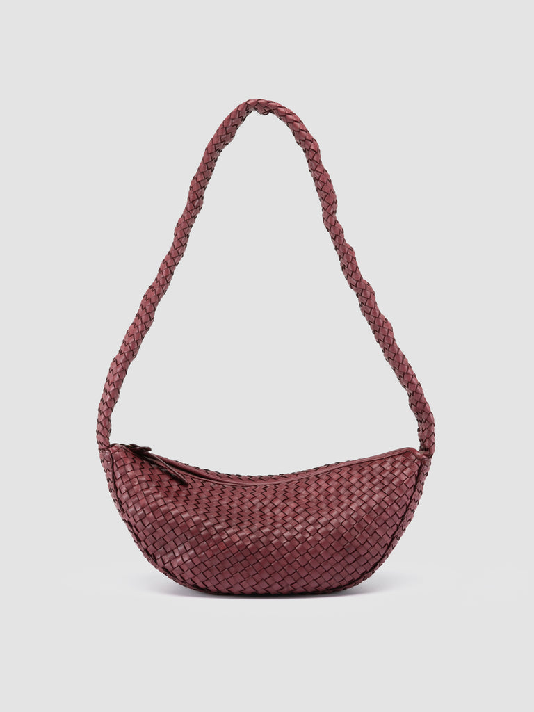 OC CLASS 068 - Burgundy Woven Leather Crossbody Bag