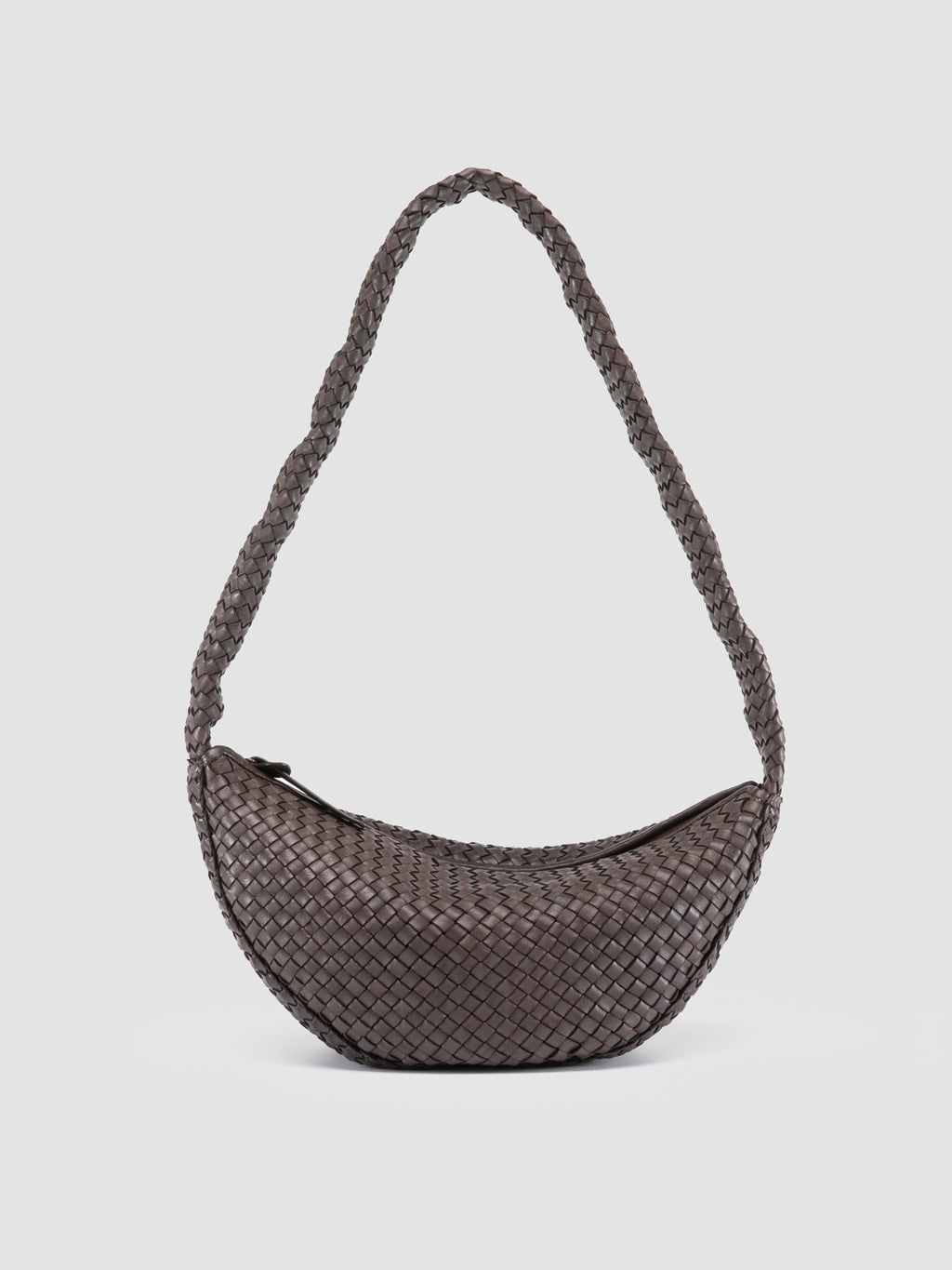 OC CLASS 068 - Brown Woven Leather Crossbody Bag
