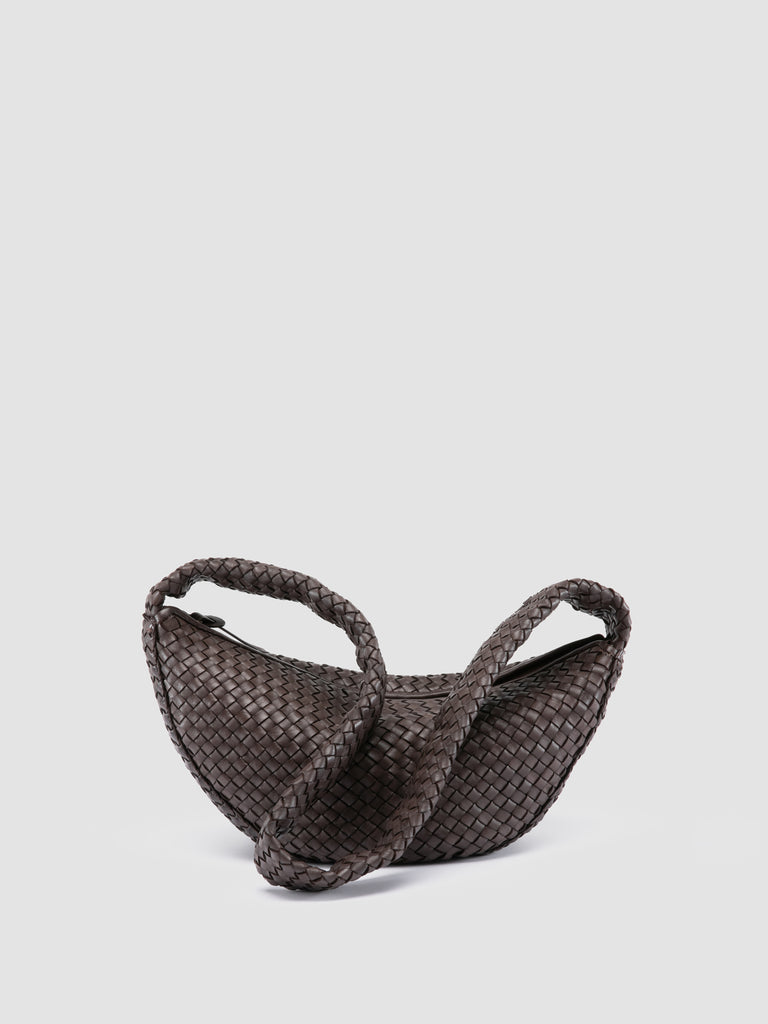 OC CLASS 068 - Brown Woven Leather Crossbody Bag