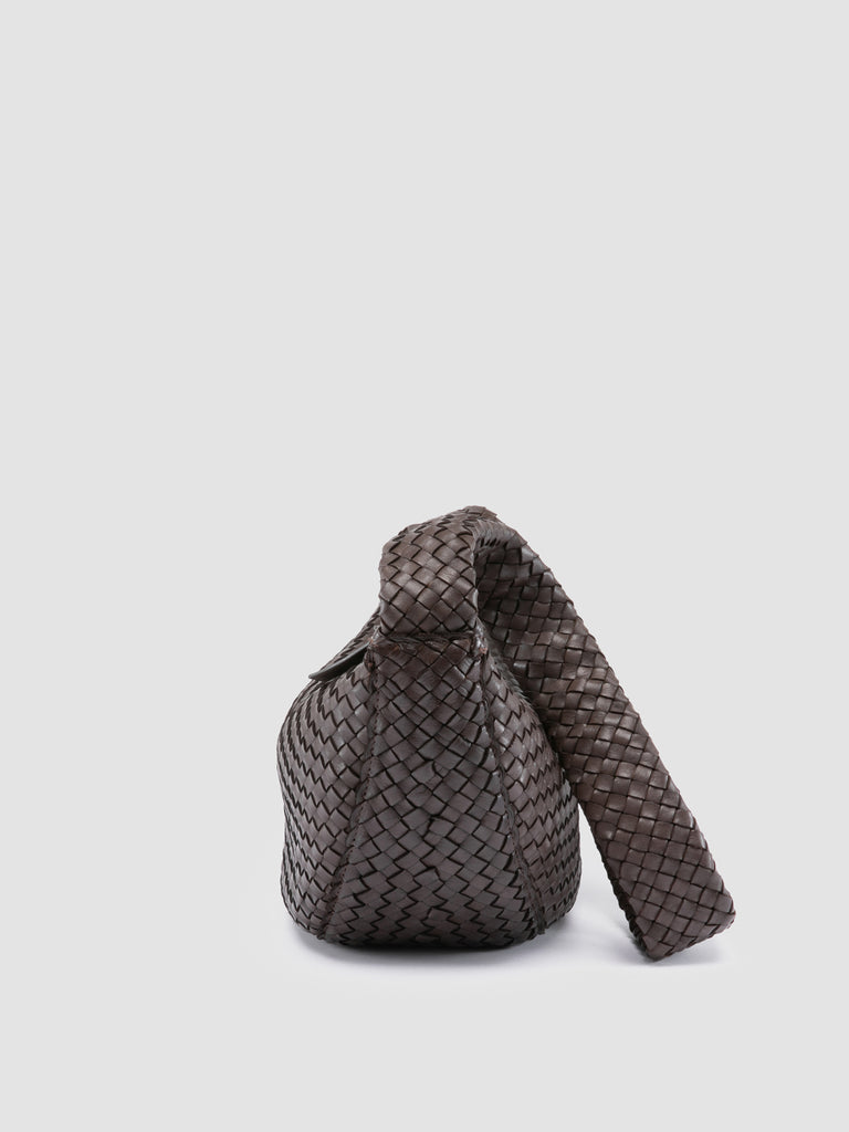 OC CLASS 068 - Brown Woven Leather Crossbody Bag