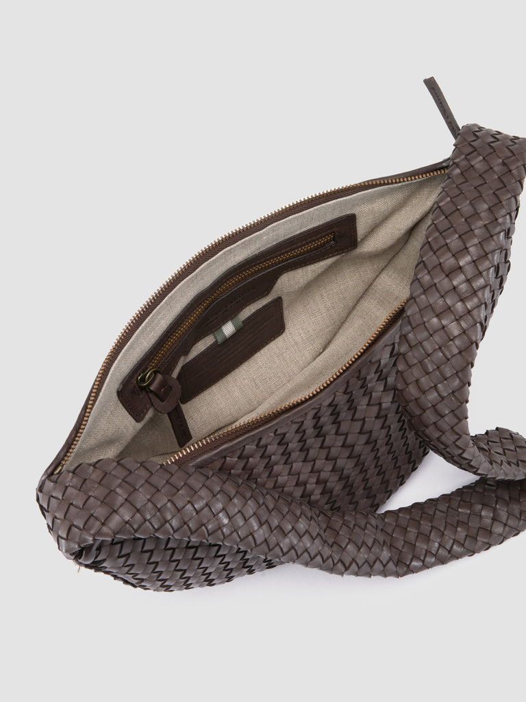 OC CLASS 068 - Brown Woven Leather Crossbody Bag