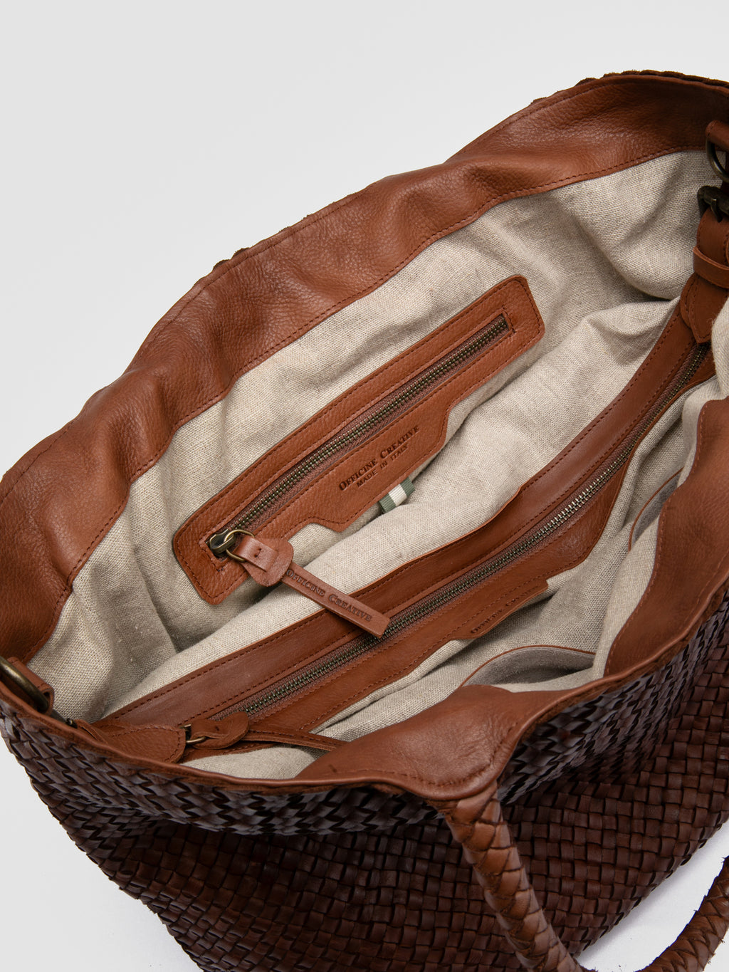 OC CLASS 35 Woven - Brown Leather Tote Bag Officine Creative - 6
