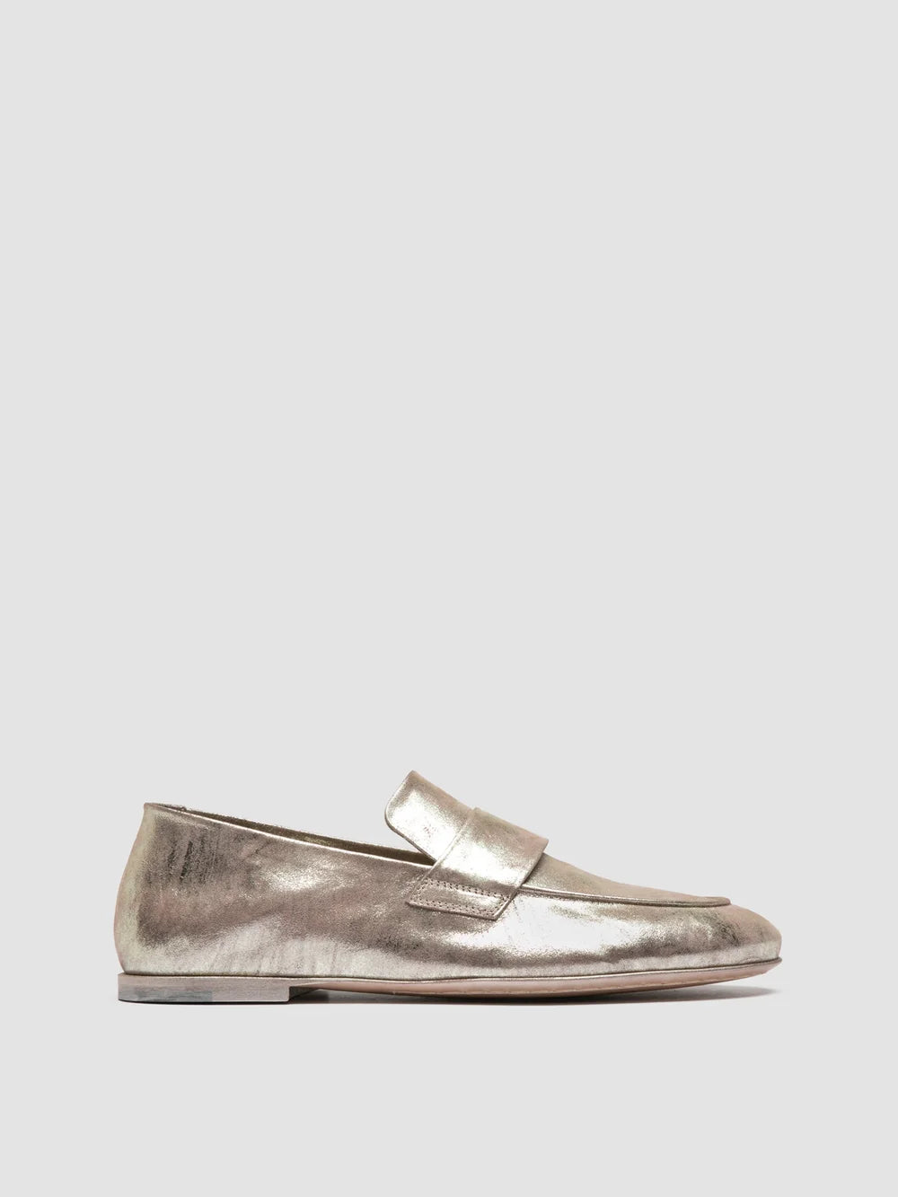 BLAIR 001 - Goldfarbene Penny-Slipper aus Leder - image 1,side view