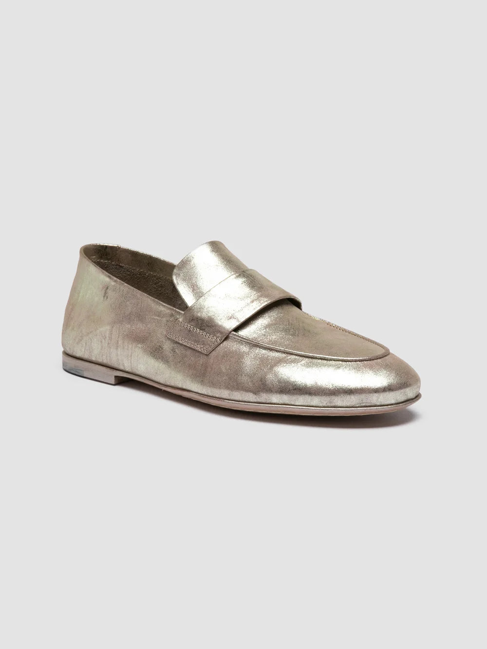 BLAIR 001 - Goldfarbene Penny-Slipper aus Leder - image 3,side view