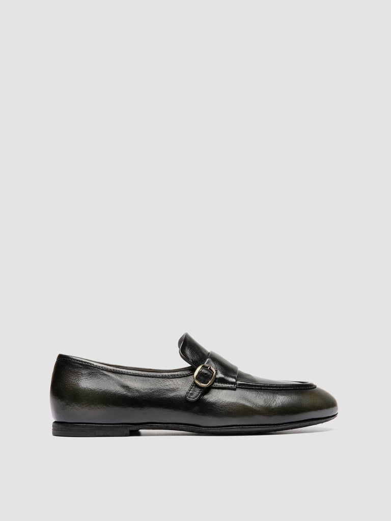 BLAIR DD 003_W - Green Leather Penny Loafers