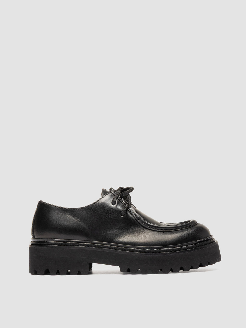 BLOSSOM 001 - Schwarze Derby-Schuhe aus Leder - image 1,side view