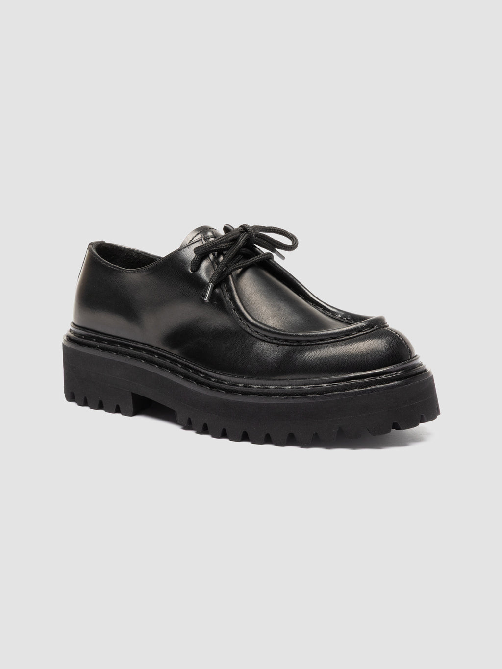 BLOSSOM 001 - Schwarze Derby-Schuhe aus Leder - image 3,side view